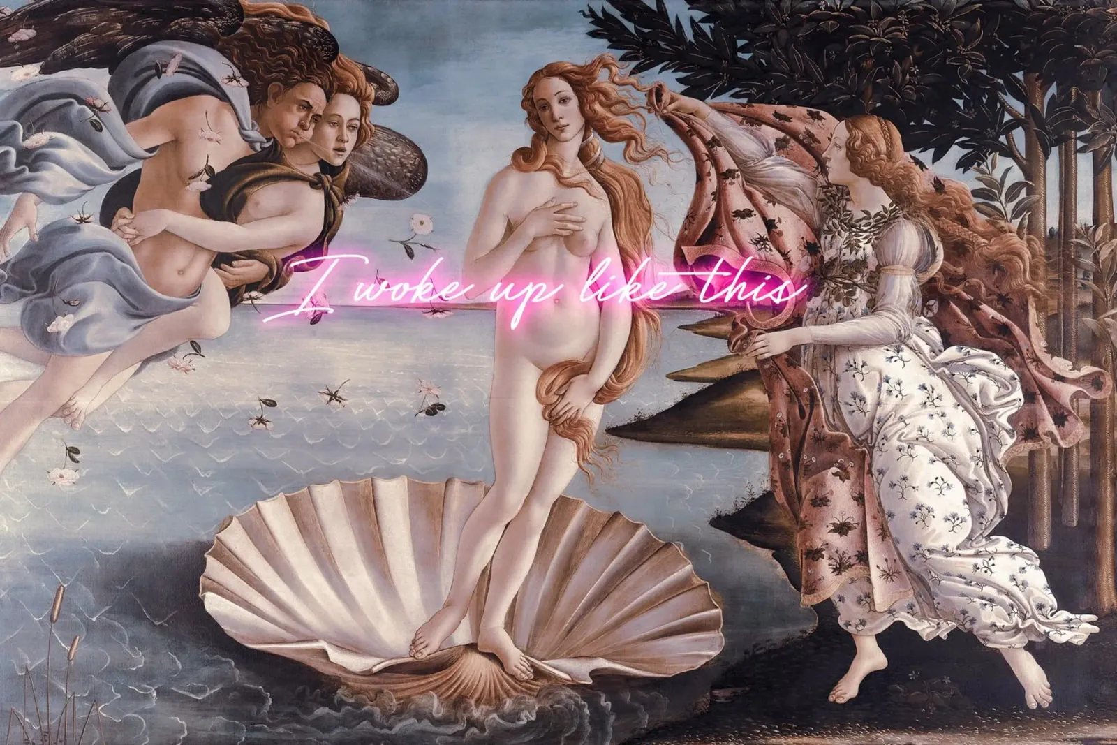 Venus - I woke up like this - neon text Hahnemühle von GraceDigitalArtCo