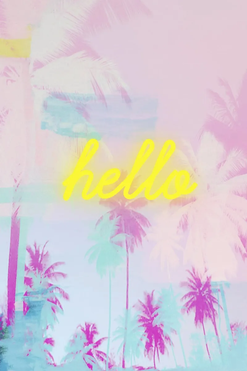 Neon Yellow Pink Palm Trees Art pellicola backlit da GraceDigitalArtCo