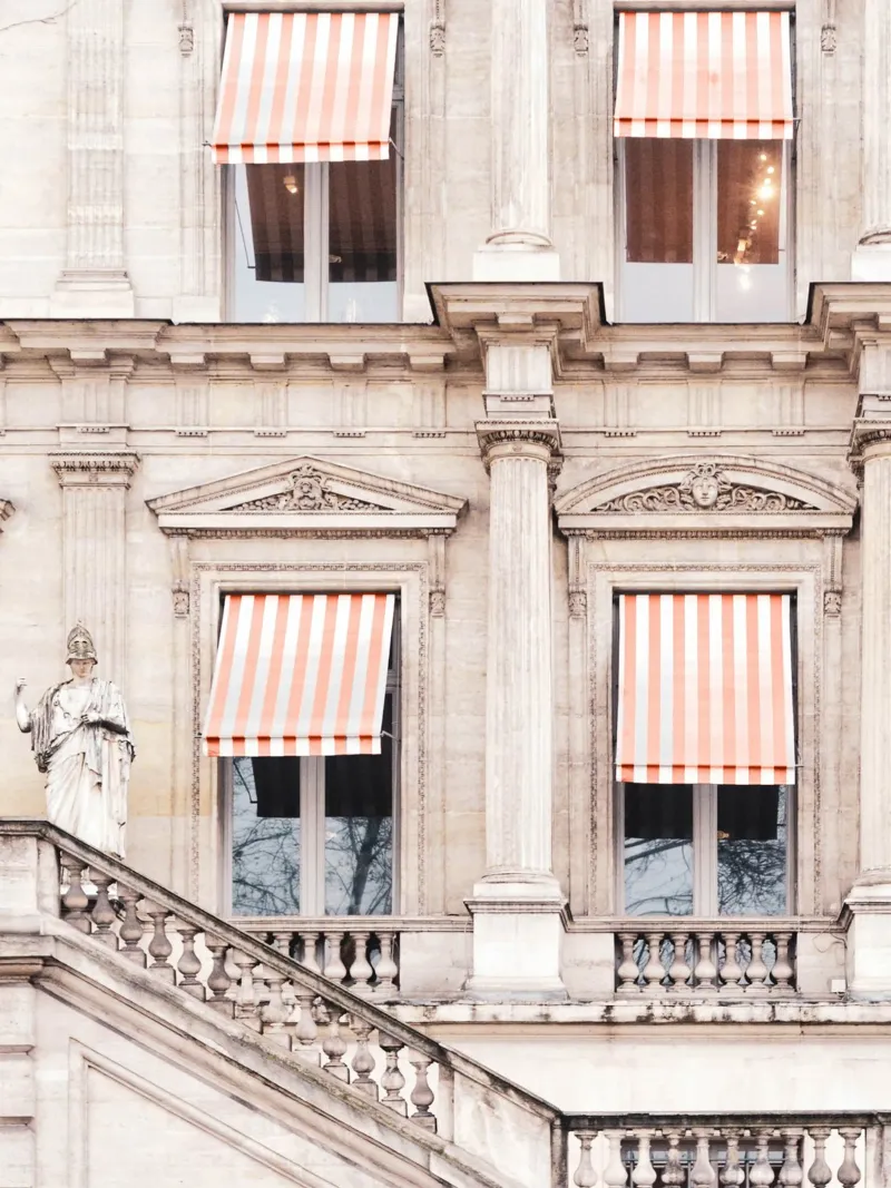Paris Building with White and Orange Striped Awning pellicola backlit da GraceDigitalArtCo