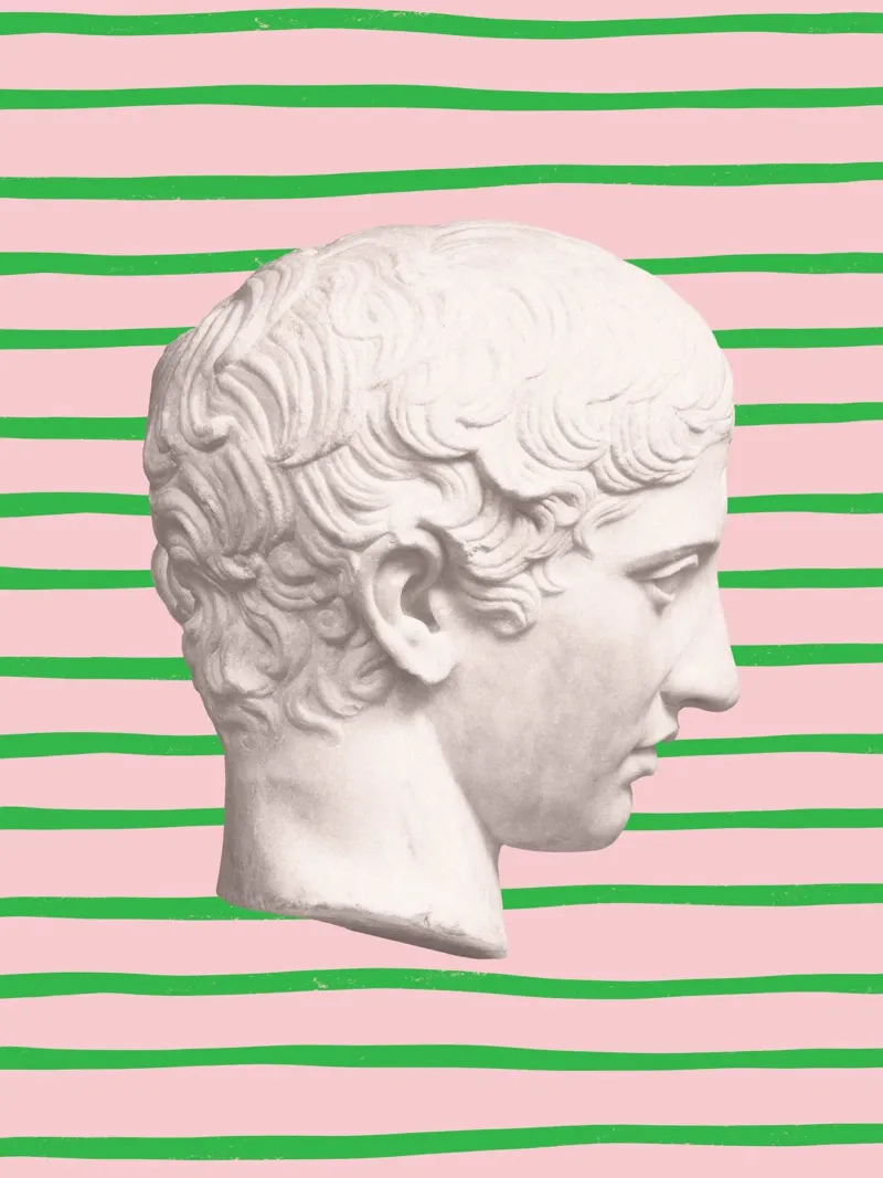 Emperor on pink and green stripes pellicola backlit da GraceDigitalArtCo