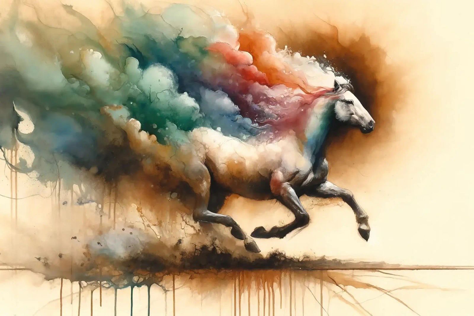 Majestic Horse Emerging from Misty Dreamscape poster by Chromatic Fusion Studio