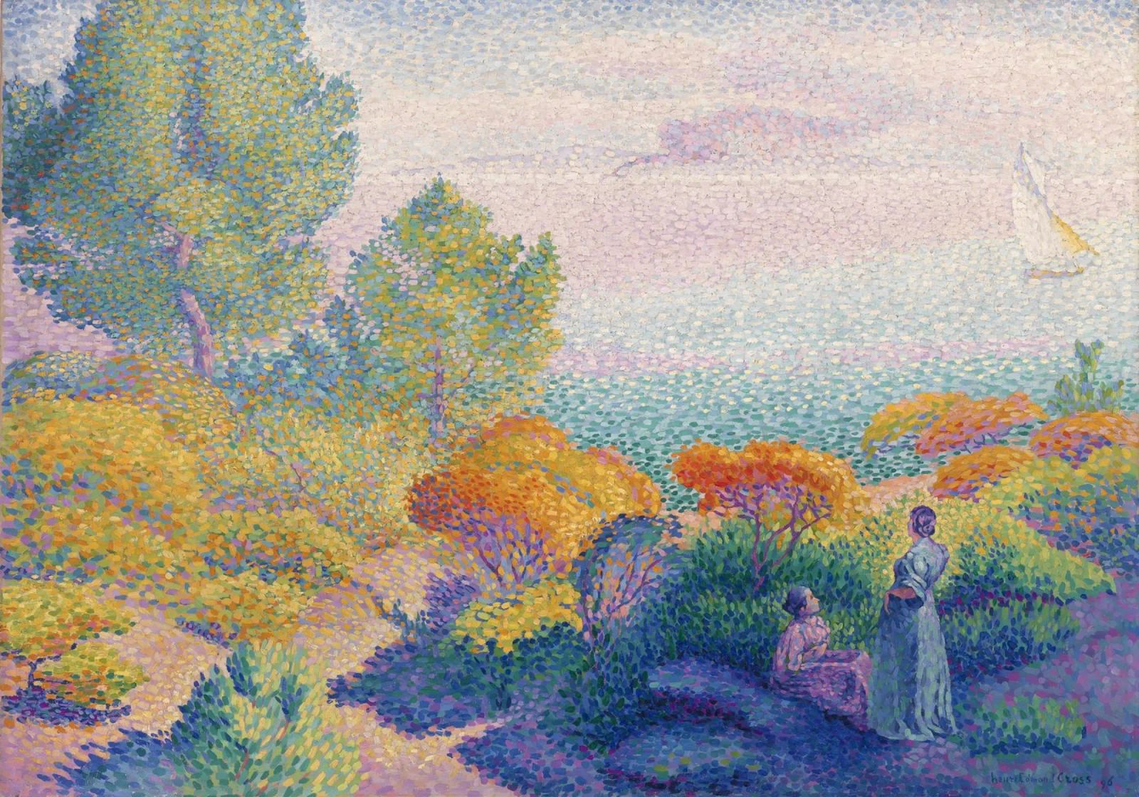Henri-Edmond Cross - Zwei Frauen an der Küste, Mittelmeer Poster von Analic