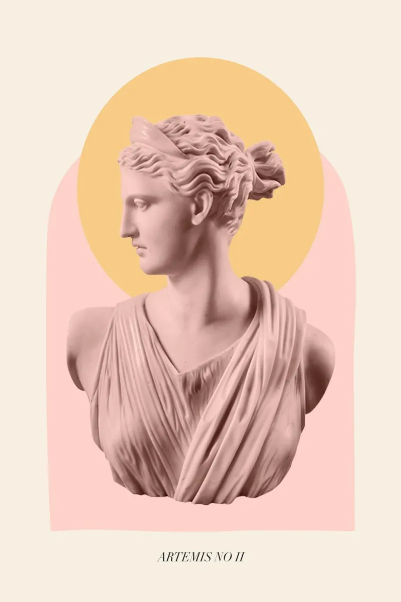Goddess with yellow and pink shapes pellicola backlit da GraceDigitalArtCo