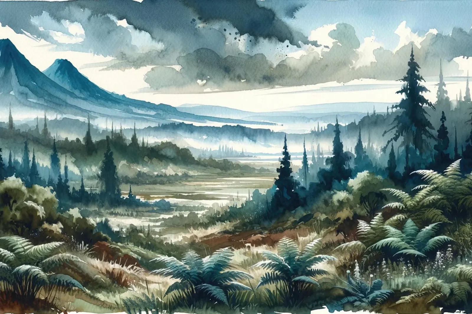 Paesaggio della valle delle nebbie poster con telaio in alluminio da Chromatic Fusion Studio