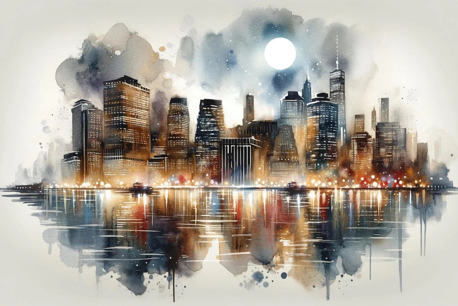 Manhattan au clair de lune poster de Chromatic Fusion Studio