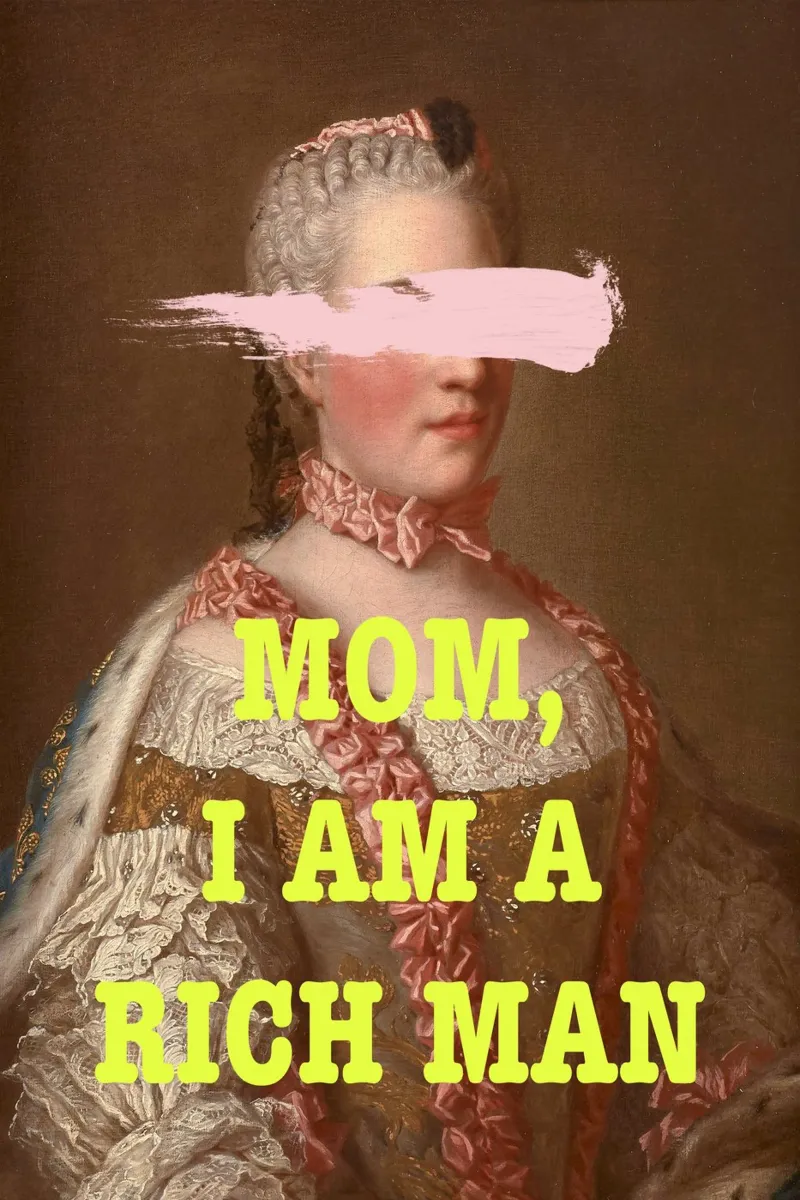Rich Man FEMINIST Art with yellow text pellicola backlit da GraceDigitalArtCo