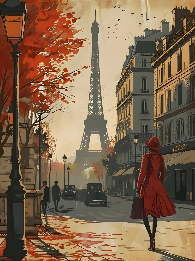 Paris Eiffelturm Vintage Kunst hahnemühle by Vintage Travel Art