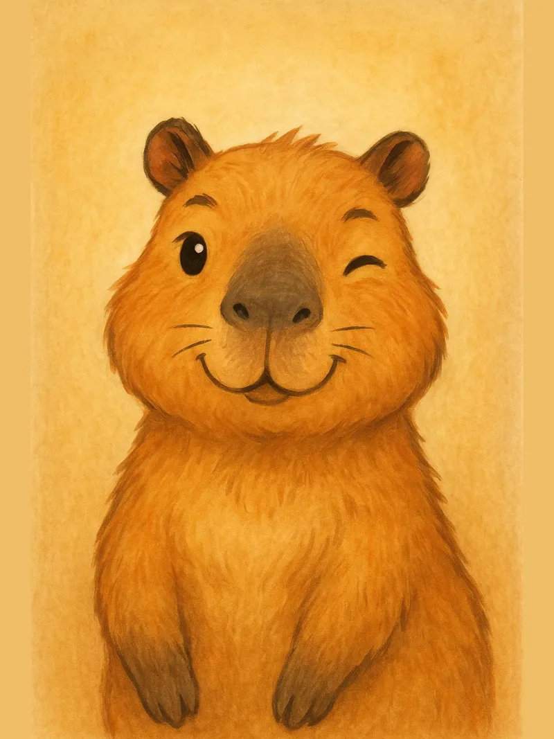 Bezaubernde zwinkernde Capybara-Kunst Acryl-Glas von flufftee
