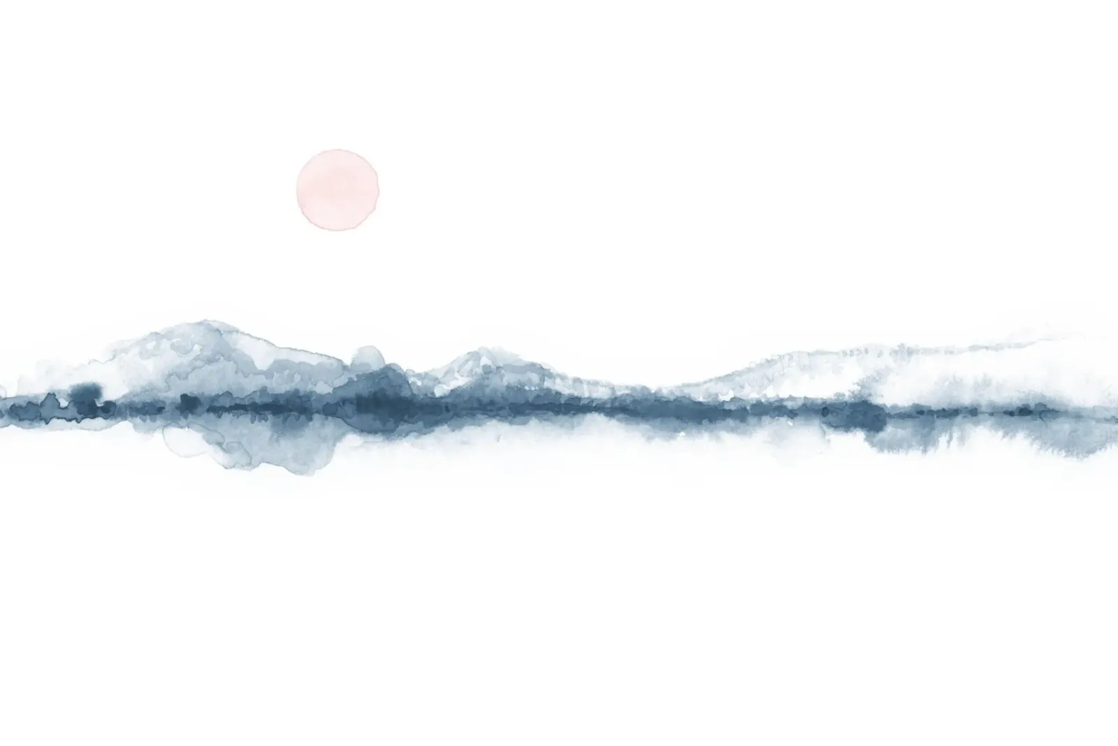 Acquerello al tramonto in blu e rosa alluminio dibond da NouveauPrints