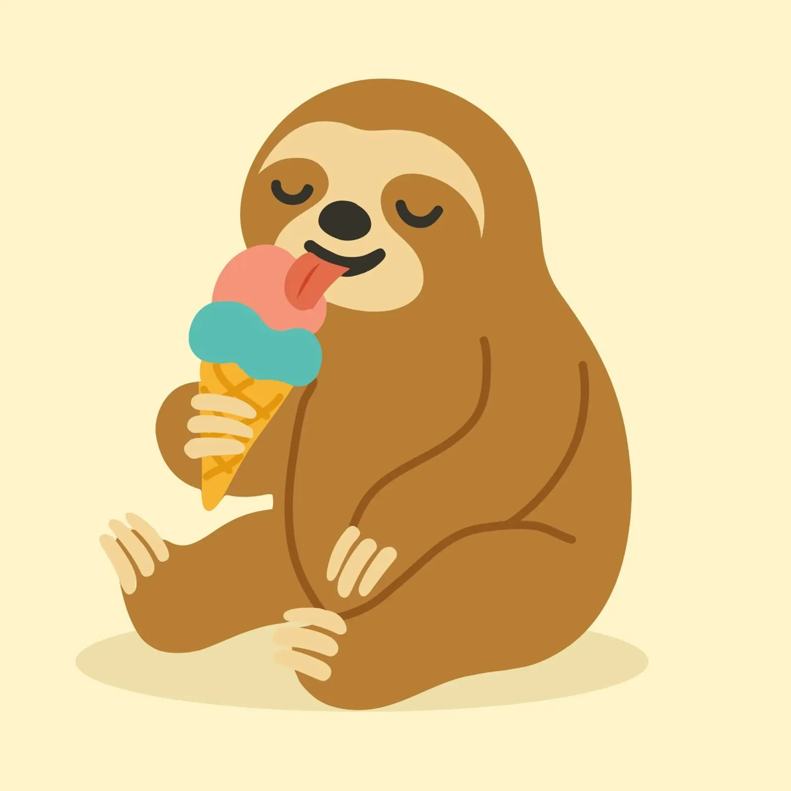 Glückliches Faultier mit Eis – Sommerlaune in süßer Tierform Hahnemühle von namosh