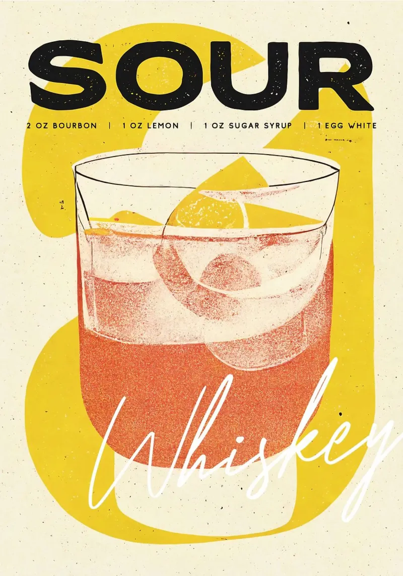 cocktail al whisky sour tela con Cornice a cassetta da Kevin Walters