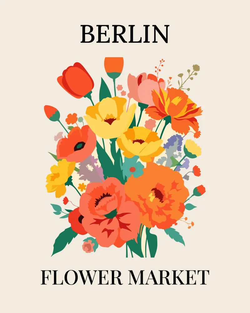 Mercato dei fiori di Berlino - Poster botanico d'epoca poster con telaio in alluminio da HicksShop
