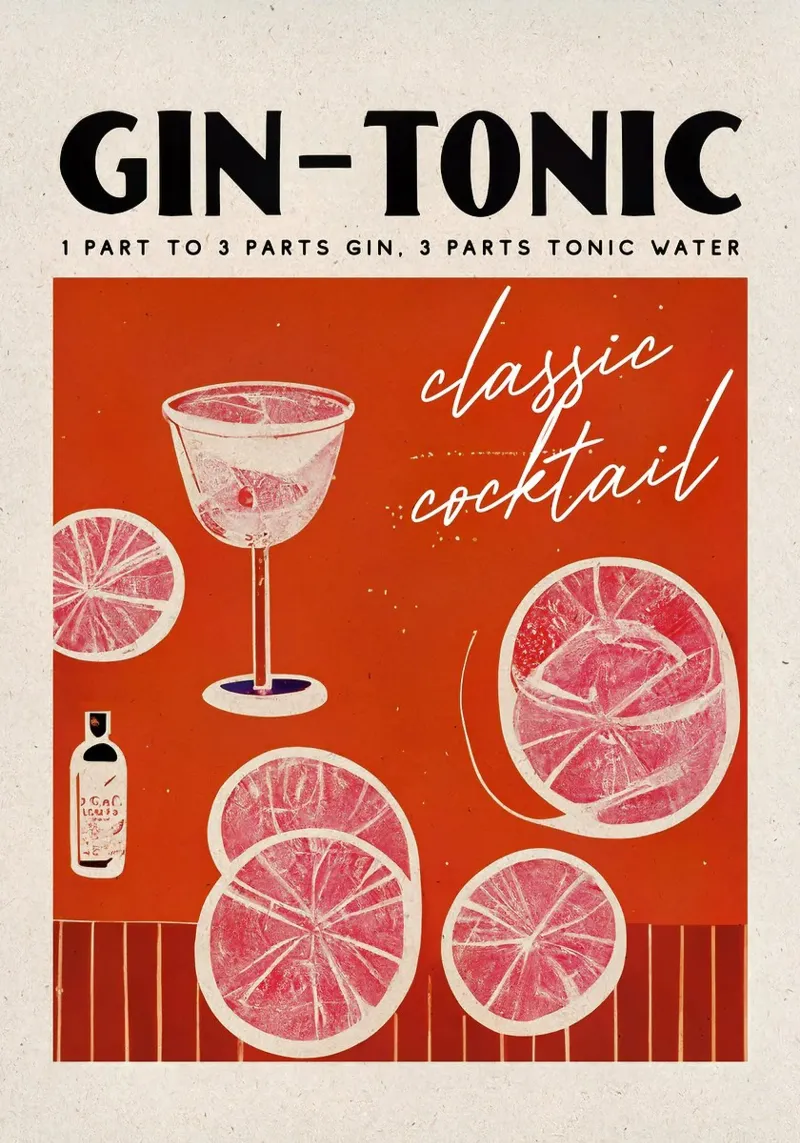 cocktail al gin tonic tela con Cornice a cassetta da Kevin Walters