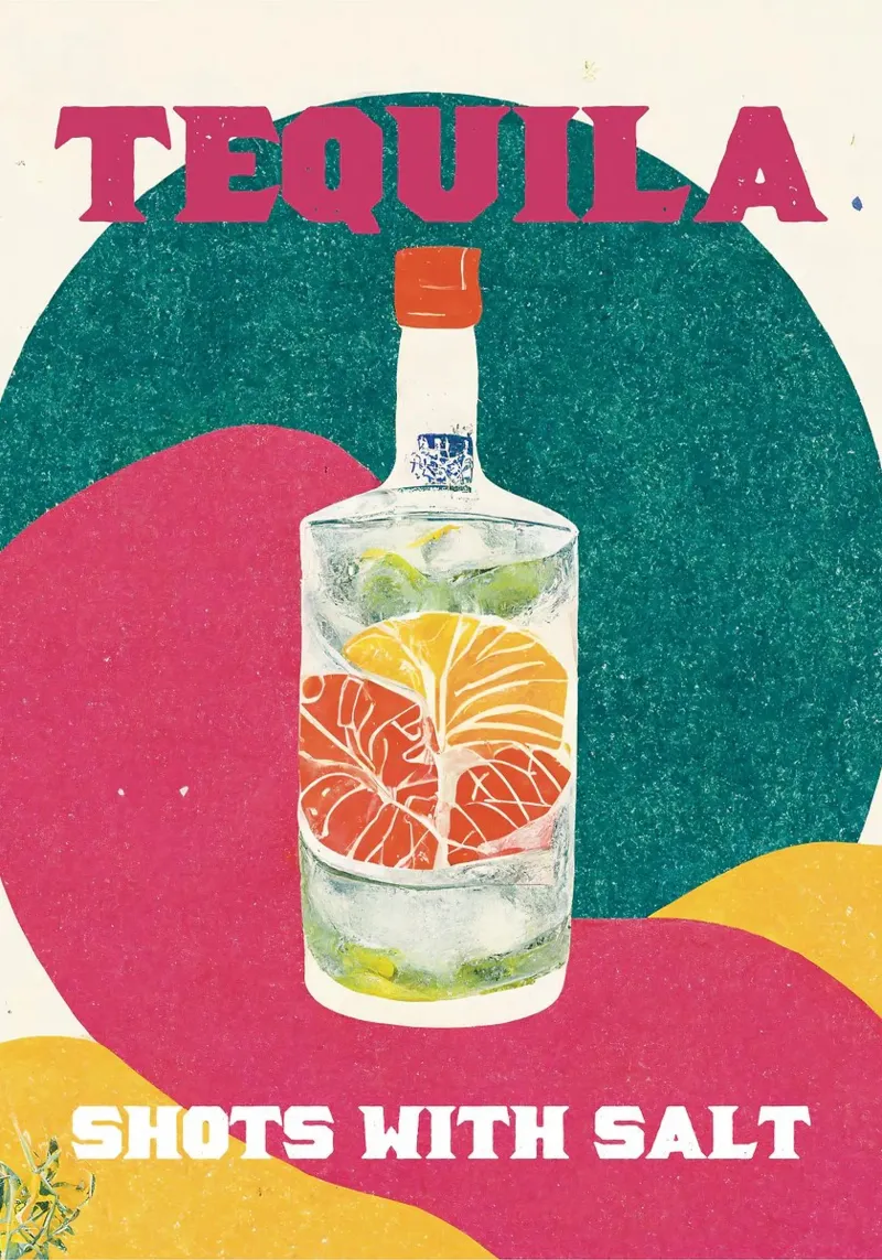 tequila bottle poster con telaio in alluminio da Kevin Walters