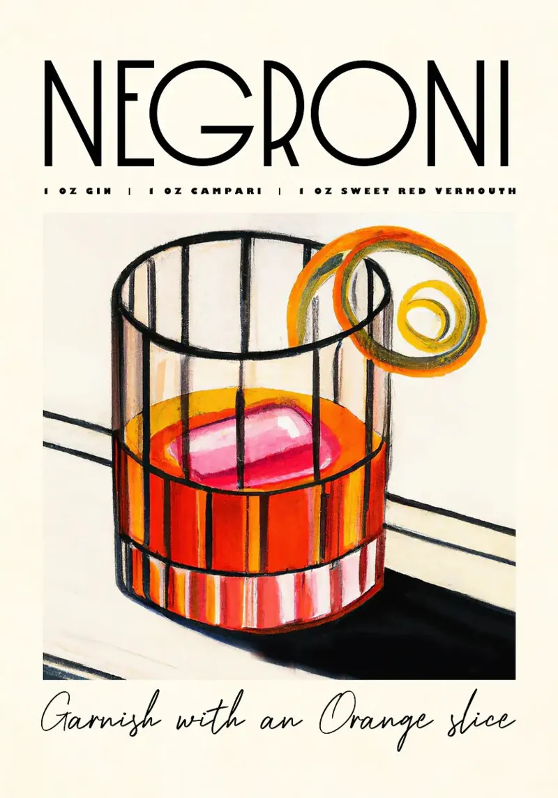 negroni cocktail tela con Cornice a cassetta da Kevin Walters