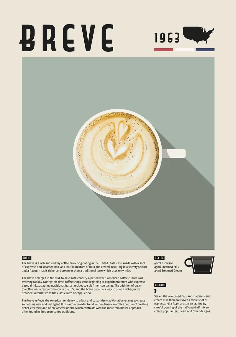caffè macchiato poster con telaio in legno da John C Labut