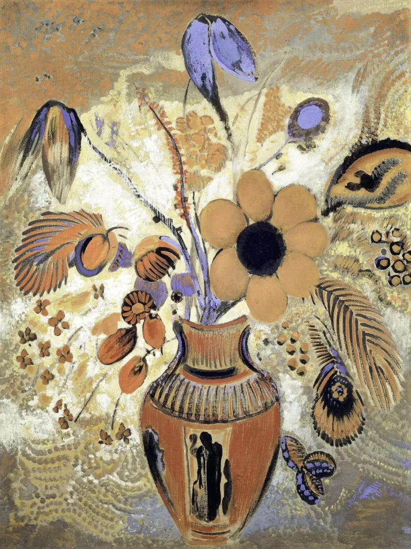 Etruscan Vase with Flowers by Odilon Redon carta hahnemühle da apoloprints