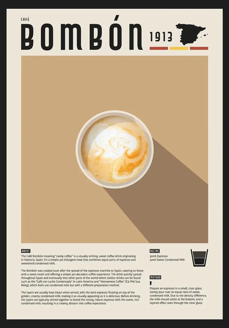 caffè bombon poster con telaio in legno da John C Labut