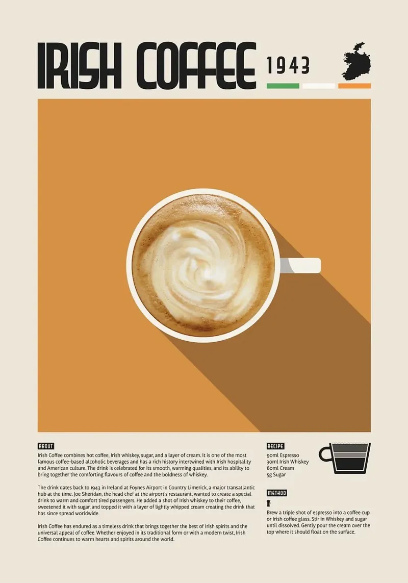 caffè irlandese poster con telaio in plastica da John C Labut