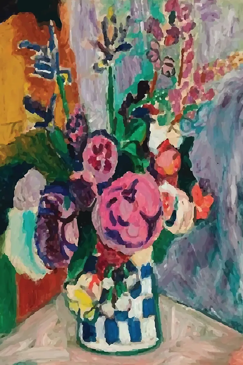 vaso matisse con bellissimi fiori poster da sazkia art