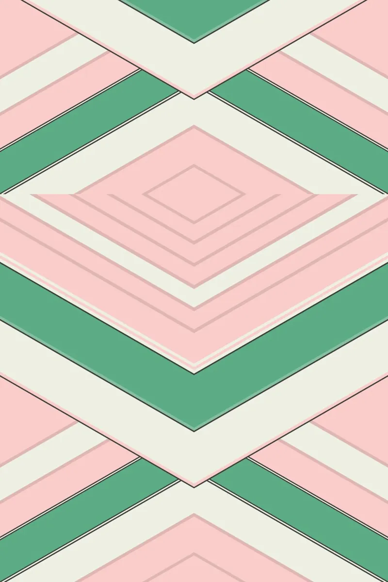 Strisce per il tempo libero Chevron verde e rosa poster con telaio in alluminio da SilverPegasus