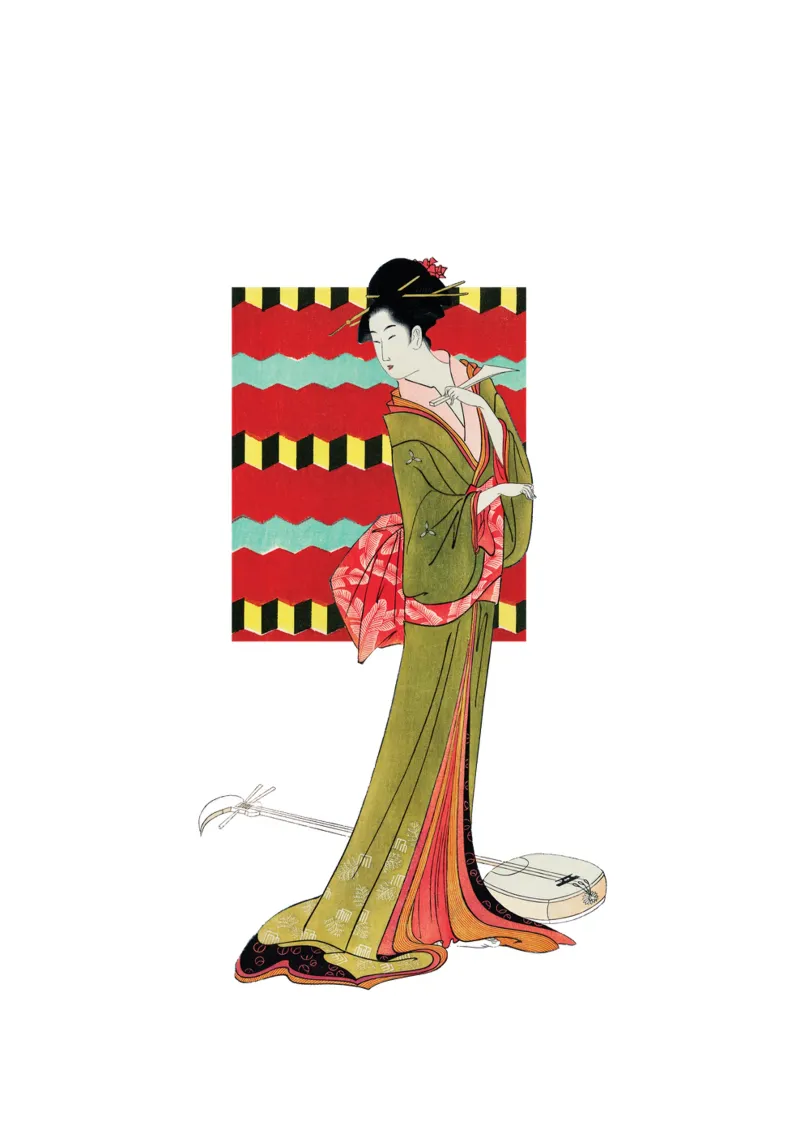 Griglia e grazia: Bijin-ga | Press Play Art Print Collage pellicola backlit da Press Play Art Prints