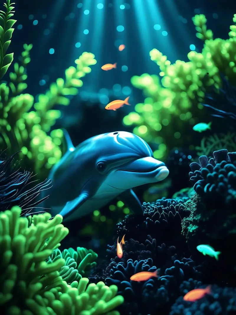 ✨🐬 Baby-Delfin ✦ Neugieriges Glühen 🌙 Hahnemühle von LUMAQUA STUDIO