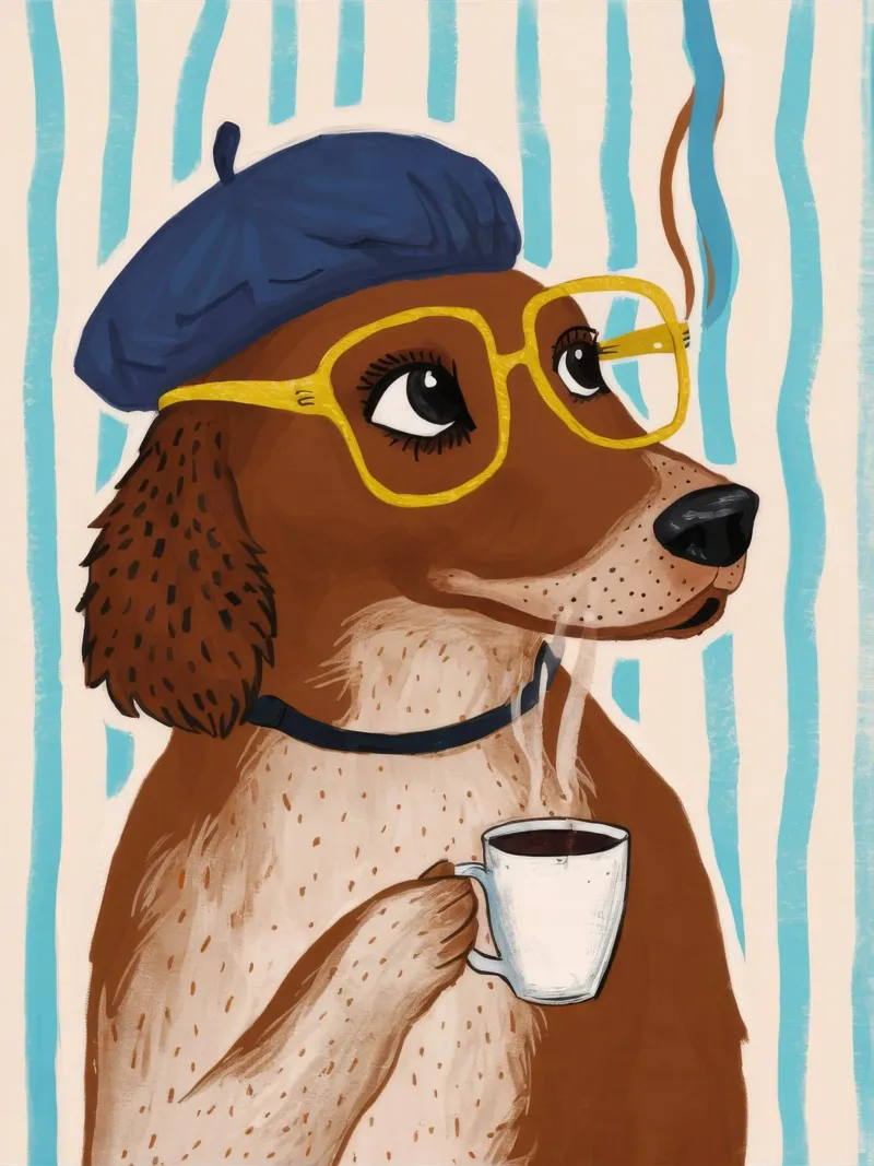 Dapper Dog's Cafe canvas by Grande Serene