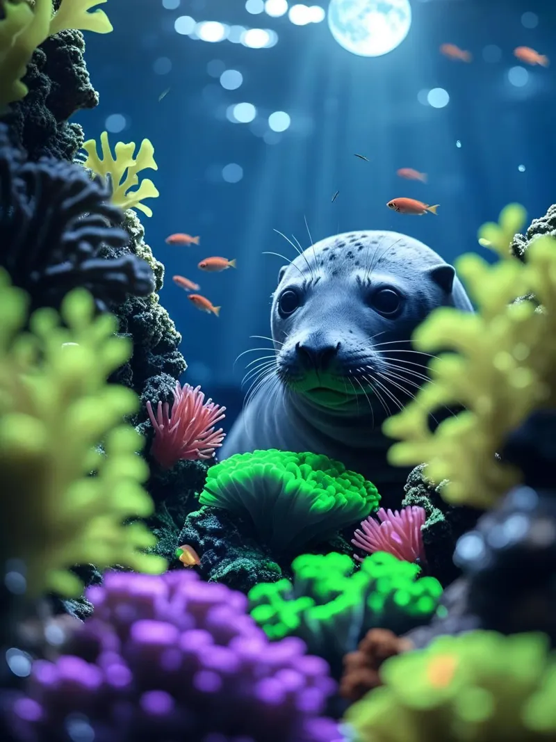 ✨🦭 Seal ✦ Moonlit Reef 🌙 pellicola backlit da lumaquastudio