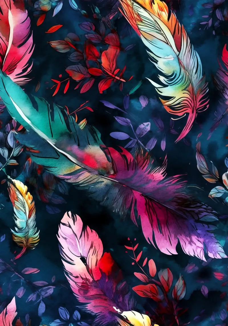 Vibrant feathers canvas by Lionmixart