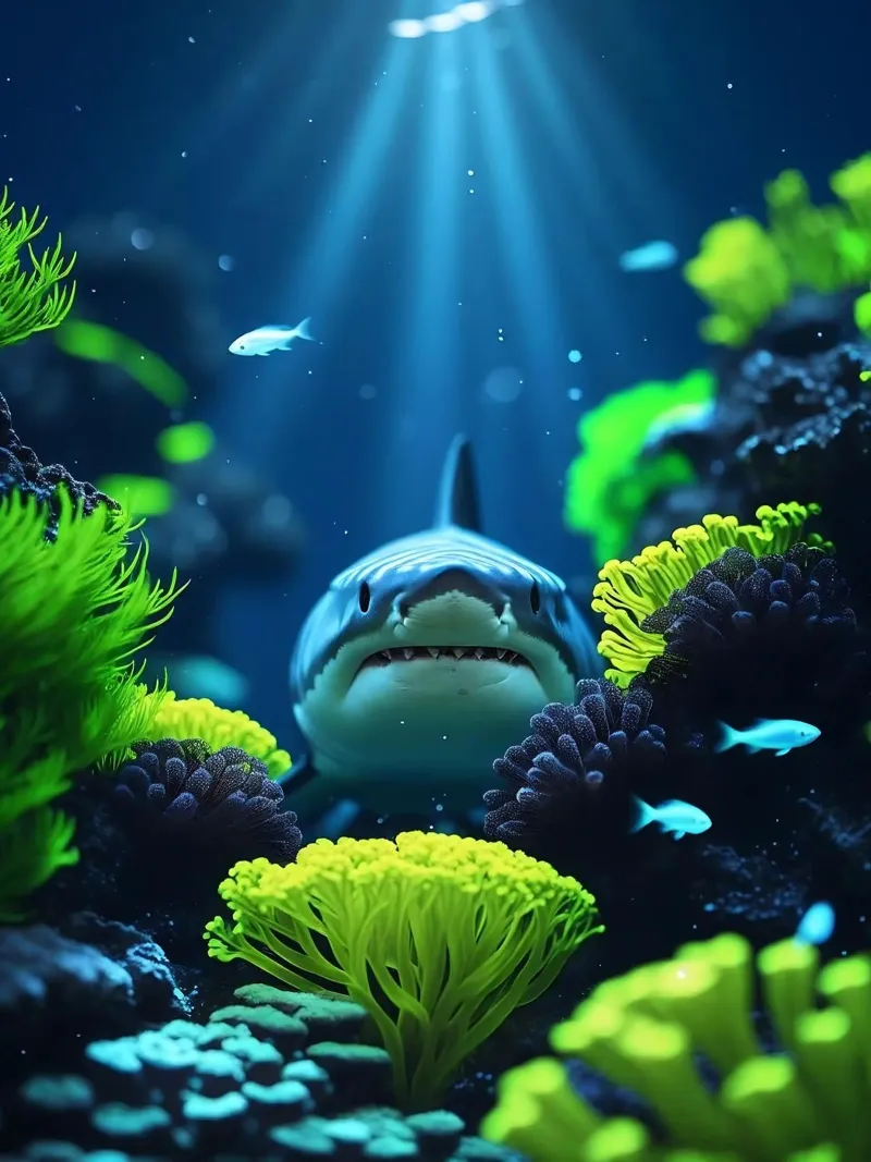 ✨🦈 Shark ✦ Into the Blue Gaze 🌙 alu-dibond by LUMAQUA STUDIO