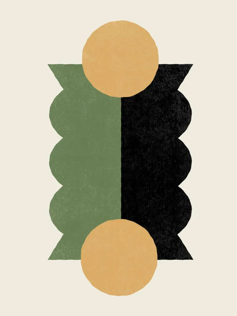 Balance Colorblock - Verde Oro poster con telaio in alluminio da MoonlightPrint