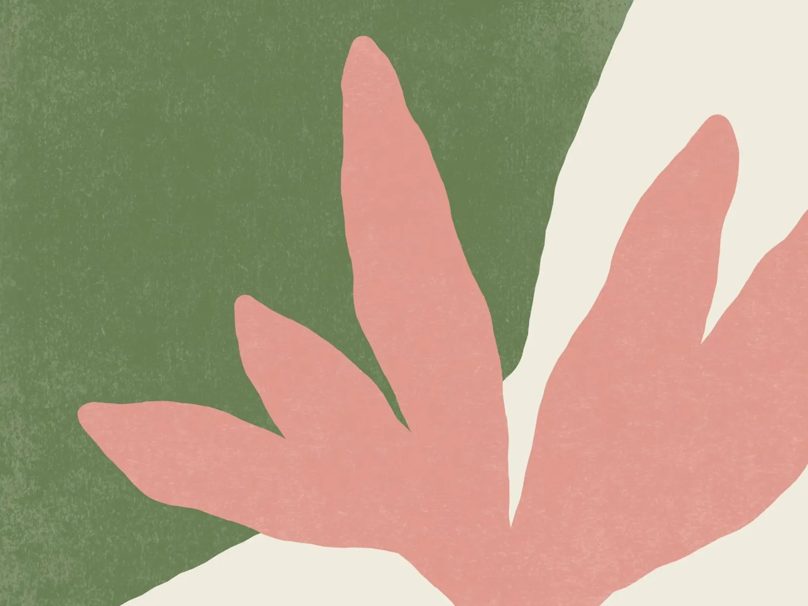 Bladeren Minimalisme - Roze Groen canvas met Baklijst van MoonlightPrint