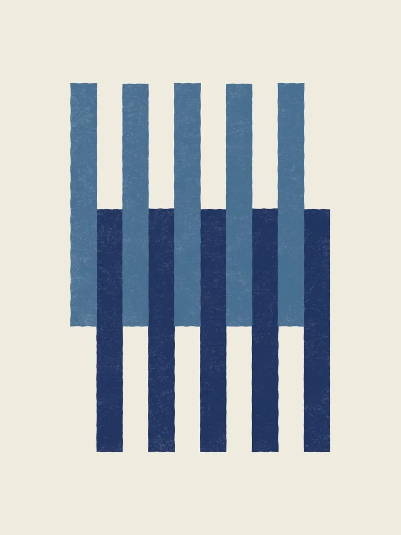 Ausgerichtete Linien - Blau-Marine Leinwand von MoonlightPrint
