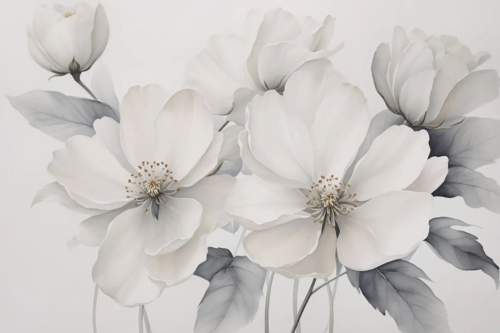 Fiori delicati Bianco Grigio plexiglass da Andrea Haase Floral Passion