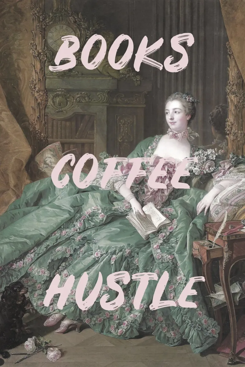 Books Coffee Hustle poster con telaio in legno da GraceDigitalArtCo