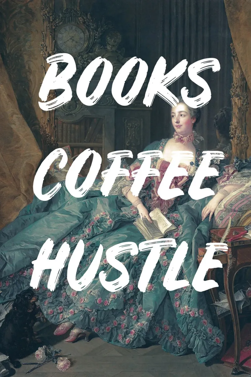 Books Coffee Hustle Altered Art poster con telaio in plastica da GraceDigitalArtCo