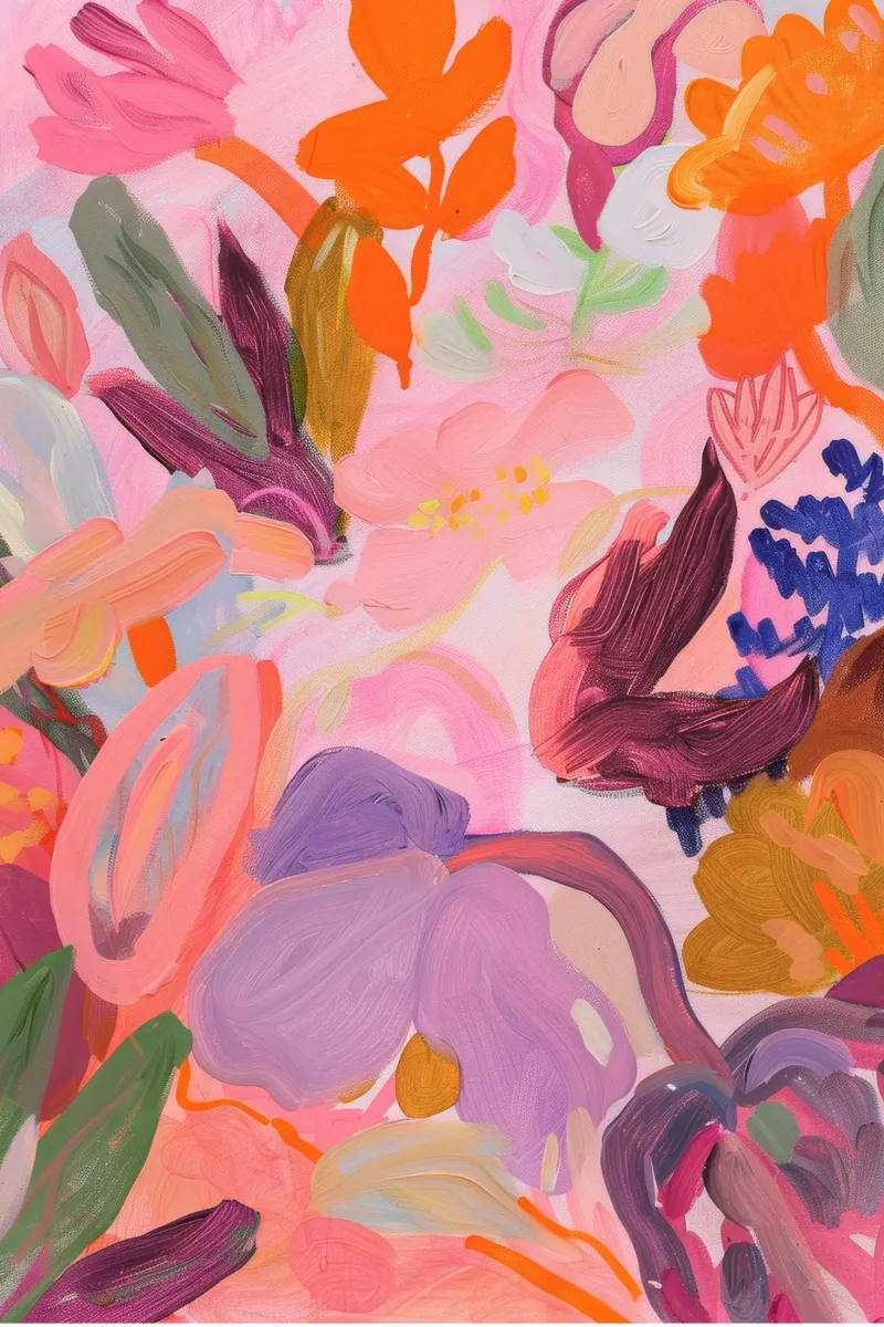 Bloemen abstracte kleurrijke kunstreproducties, abstract bloemenkunstwerk poster met kunststof frame van Boheme