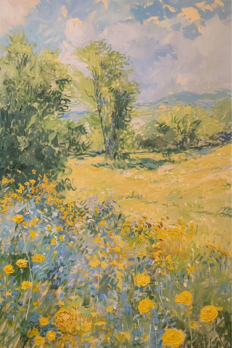 vue prairie fleurs sauvages dans collines claude monet hahnemühle de belong shop