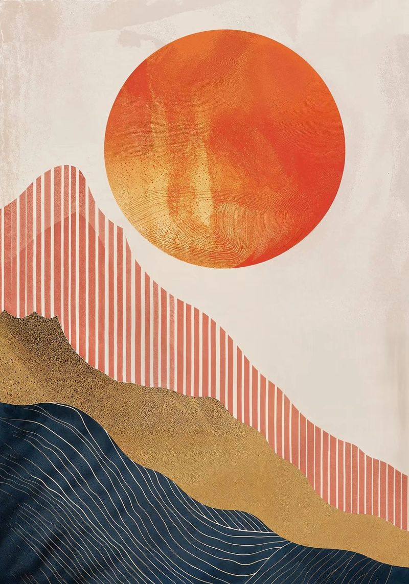 soleil montagnes vagues lignes textures poster de Britt Hubbard -  Mountain