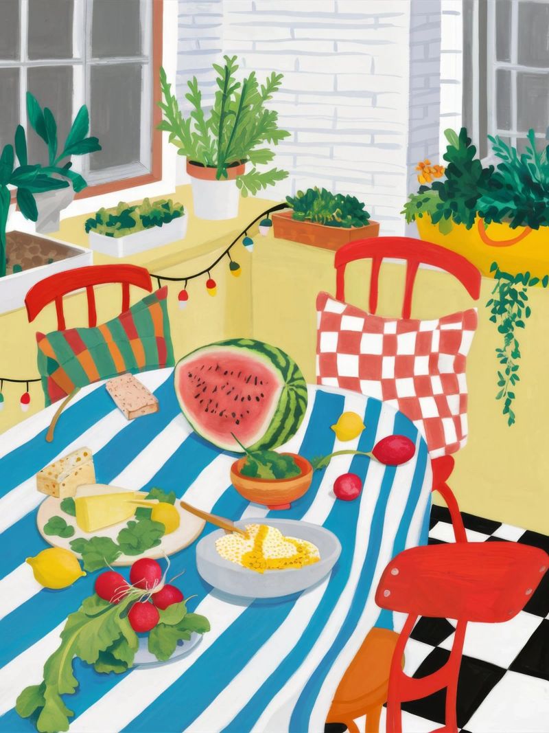 Watermelon Picnic Checkers poster by Paez Harmony