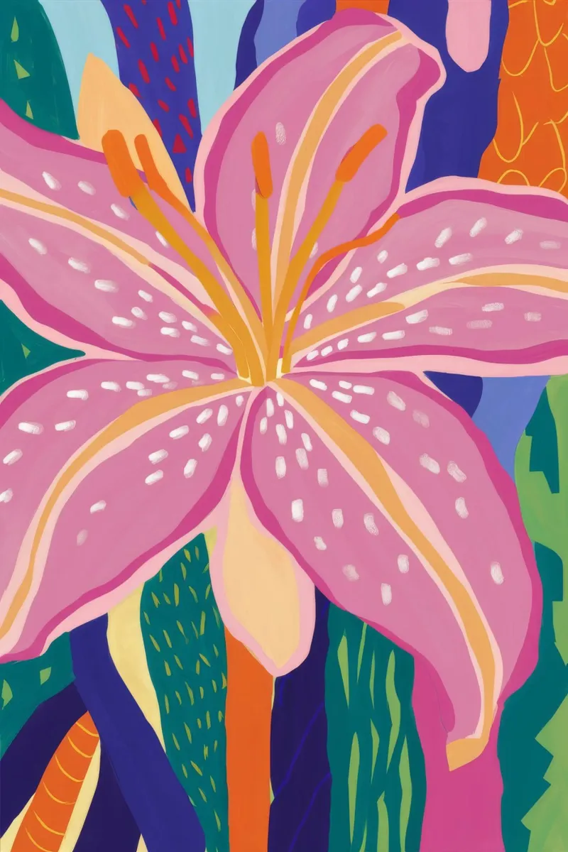 Giglio rosa Grandeur poster con telaio in plastica da Paez Harmony