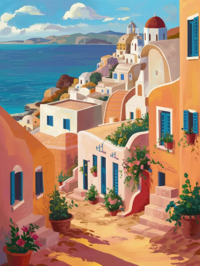 Santorini Meerblick Hahnemühle von Paez Harmony