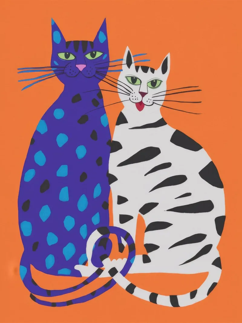 Duo di gatti freddi poster con telaio in alluminio da Haven Mirage