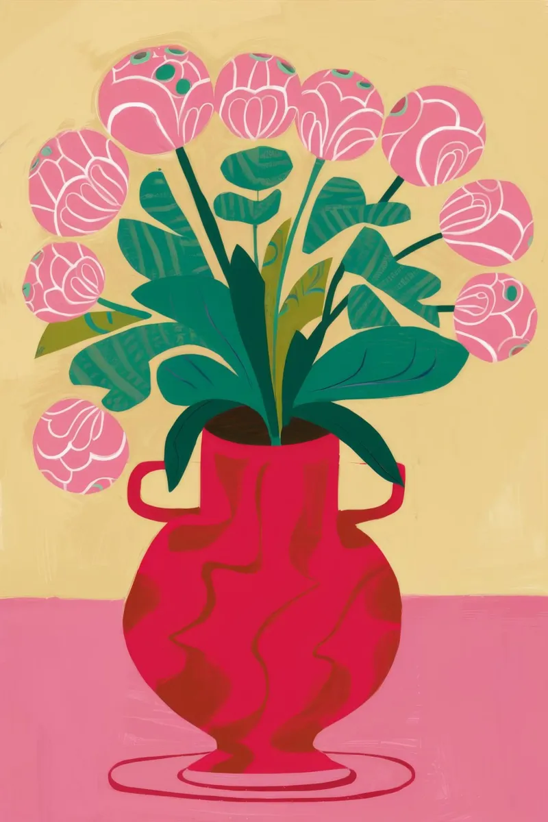 Vaso rosso Peonie poster con telaio in plastica da Haven Mirage