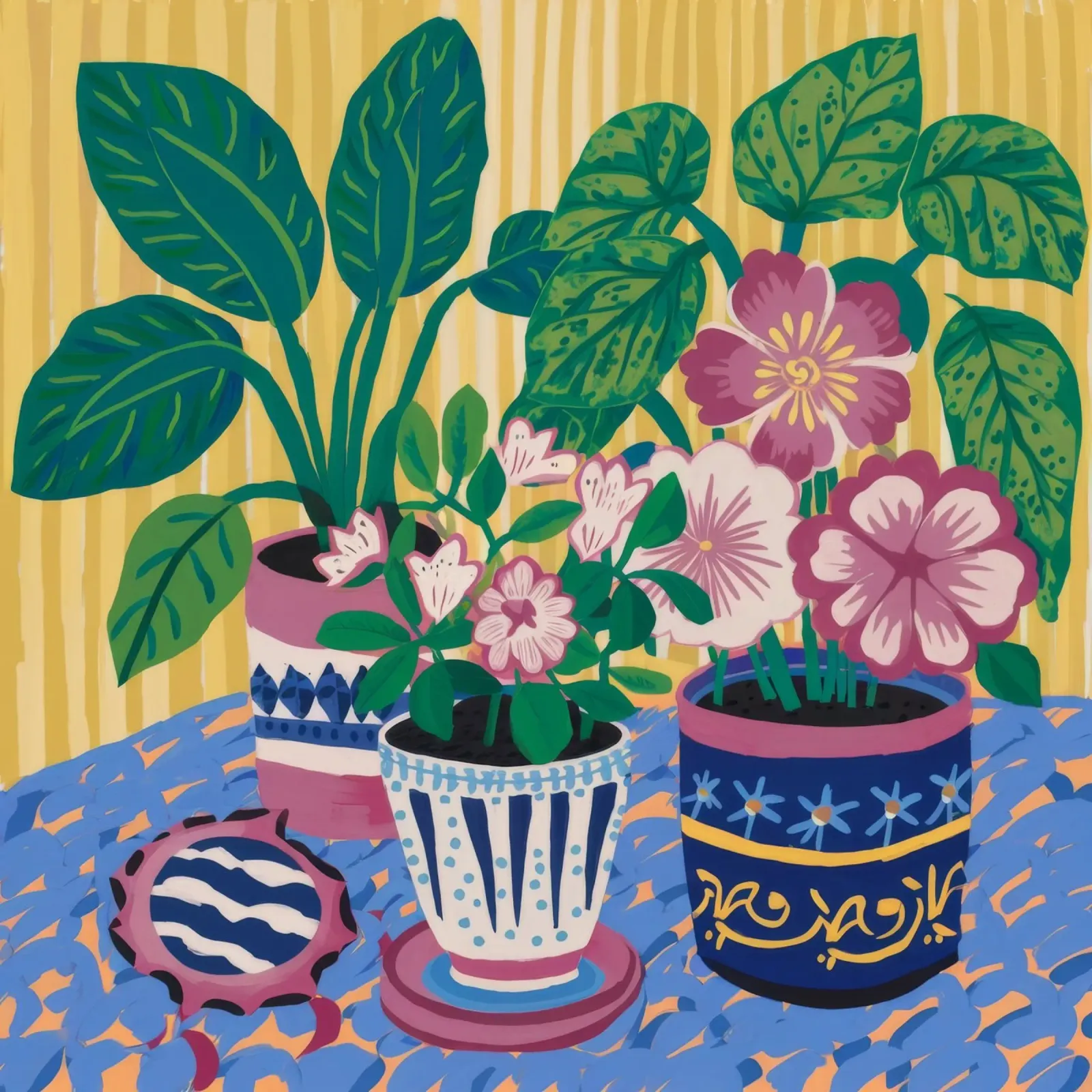 Gemusterte Töpfe Flora Poster von Haven Mirage