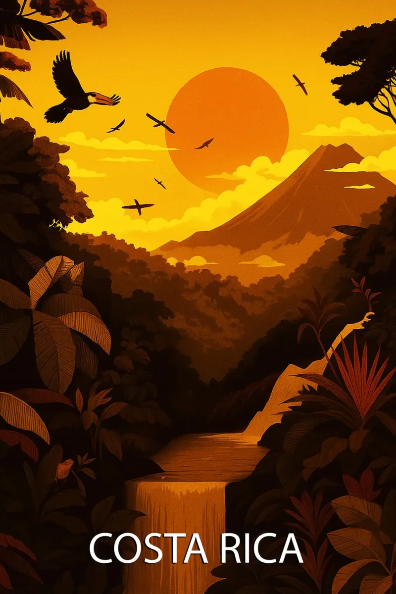 costa rica skyline pittura vettoriale carta hahnemühle da adzkiya