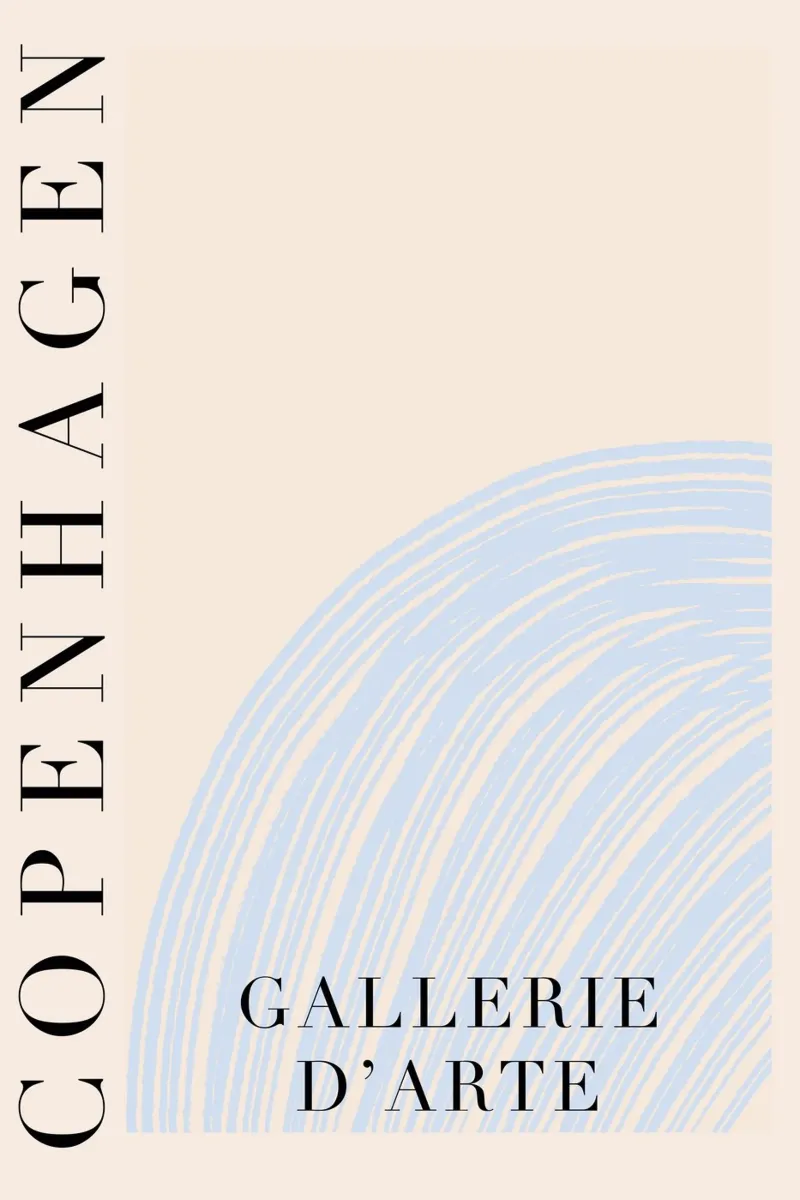 Blue and Beige Copenhagen Art poster con telaio in alluminio da GraceDigitalArtCo