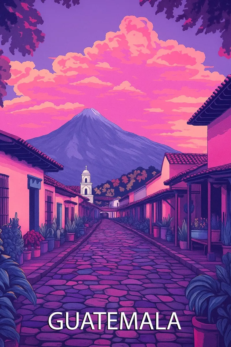 guatemala skyline pittura vettoriale poster con telaio in alluminio da adzkiya