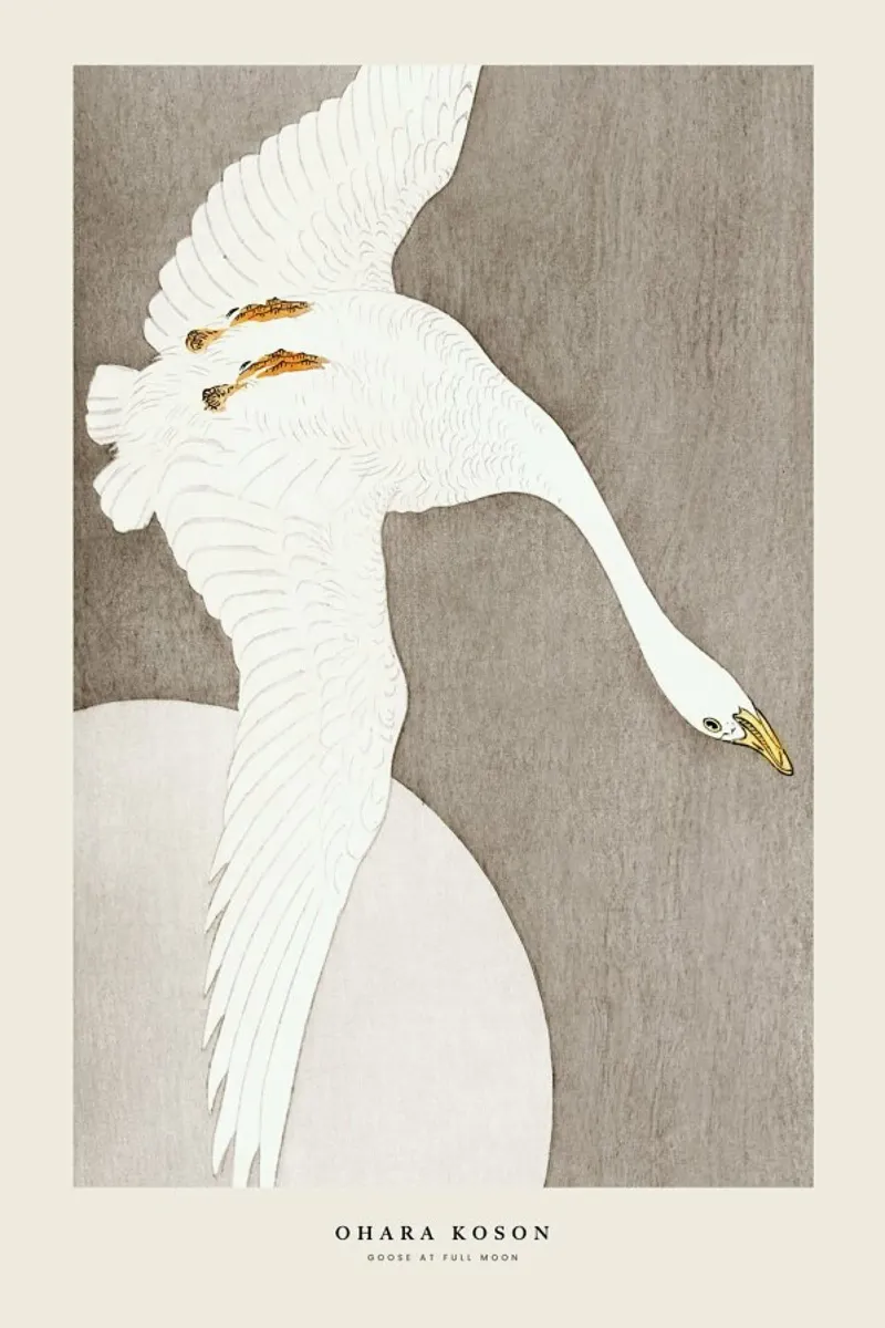 Koson - Goose at Full Moon pellicola backlit da Vintage by JUNIQE